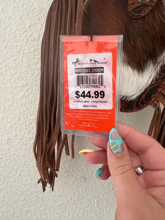 NWT Montana West Brown Tooled Fringe Crossbody with Cowhide Accent - Picture 7 of 7